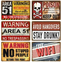 Warning Metal Signs Industrial Deco Vintage Activity Area Tin Signs Retro Danger Iron Plate Personalized Gift for Kids Home Aesthetic Living Room Wall Decor w1