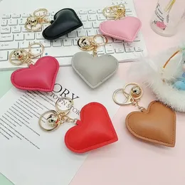 Fashion Heart Shape PU Leather Keychains Pendant Love Bell Handbag Car Jewelry Gift Accessories In Bulk