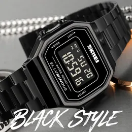 Skmei 1647 LED Cyfrowe zegarki dla mężczyzn zwykłe proste zegarek na rękę ze stali nierdzewnej Waterproof Wathot Watch Men Enoj Hombre