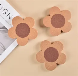 Cork Coasters Drinks Reusable Coaster Natural Cork 4 inch Flower Shape Wood Coasters Cork Coasters For Desk Glass Table JL1538