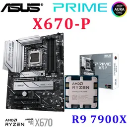 Motherboards Sockel AM5 ASUS PRIME X670-P AMD X670 Motherboard R9 7900X Kit Ryzen Desktop M.2 PCIe 5.0 Realtek 2,5 G DDR5 WIFI 6 Mainboard