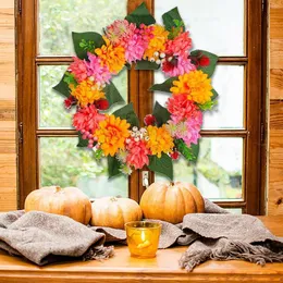 Decorative Flowers Thanksgiving Decoration Simulation Garland Chrysanthemum Outdoor Garden Pendant Autumn Wreath Christmas L5