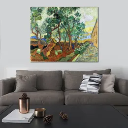 Arte su tela fatta a mano Vincent Van Gogh Dipinto The Garden of St. Pauls Hospital Village Landscape Artwork Bagno Decor