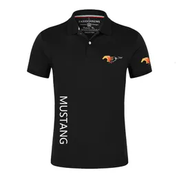 Polo Masculino Mustang Carro Algodão Polo Masculino Sólido Mangas Curtas Camisas Moda Esporte Masculino Estampado Universitário Tops 230712