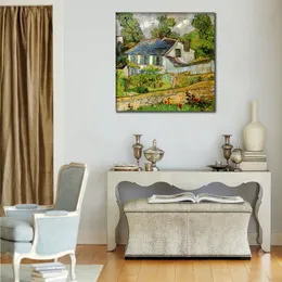 Canvas Wall Art House w Auvers Vincent van Gogh malowanie ręcznie robione dzieła sztuki oleju Modern Studio Decor