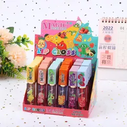 Dudak balsamı 24pcs 6 renk meyve aroması parlak dudak yağı seti renk değiştiren nemlendirici dudak parlatıcı kawaii kızlar dudak makyaj toptan 230712