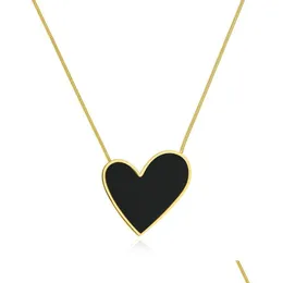 Pendant Necklaces Heartshape Titanium Steel Gold Plated Clavicle Chain For Women Gift Drop Delivery Jewelry Pendants Dhydw