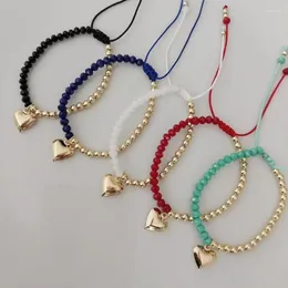 Strand Vlen Boho wielokolorowy kryształowy serc Bransoletka dla kobiet złote koraliki Bracelety Regulowane biżuteria do układania