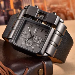 Wristwatches Oulm 3364 Casual Wristwatch Square Dial Wide Strap Men's Quartz Watch Luxury Brand Male Clock Super Big Men Watches montre homme 230712