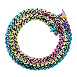 Kedjor Hip Hop Colorf Rostfritt stål Kubansk kedja Halsband Drakspänne Coola män Smycken Present Drop Delivery Halsband Hängen Dhyxw