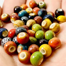 Beads 6mm 8mm 10mm 50PCS Fashion Ceramic DIY Hole Handmade Porcelain 10 Colors For Jewelry Making