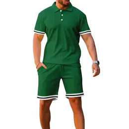 Mens Tracksuits Men Men Tructs Summer Polo Neck Sleeve T Shorts thirts and shorts اثنين من قطعتين رياضة عرضية كبيرة الحجم ROPA PARA HOMBRE 230712