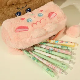 Cosmetic Bags Cute Cartoon Plush Lipstick Brush Toiletry Makeup Organizer Washing Storage Students Stationery Pencil