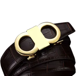 Designer Belt Fashion Men's Women Belts Högkvalitativ Casual Automatic Buckle Belt Alligator Mönster Verkligen Läder Midjeband Multipla stilar