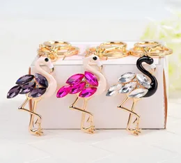 سلاسل مفاتيح Flamingo Rings Rhinestone Fashion Car Charm Charm charm keyyrings bag bag esconsories accessories asplich