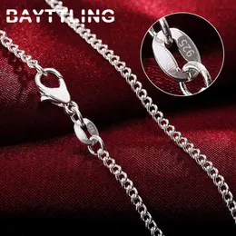 BAYTTLING 925 Sterling Silver 1618202224262830 tum 2mm Hela sidled kedjehalsband för kvinnor män mode gåva smycken l230704