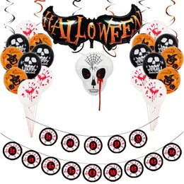 10Set Halloween Party Decorations Aluminium Film Balloons Busiga tricks Skull Parties Bat Decorations Bakgrundsdekoration