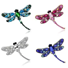 Pinki broszki kryształowe vintage Dragonfly for Women High Grade Fashion Owad Pins Pins Poleśnia Akcesoria biżuterii zwierzęce