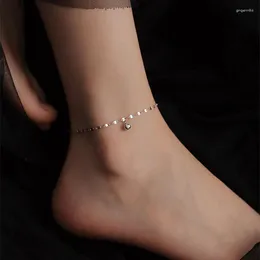 Anklets minimalistiska silverguldfärg Anklet för kvinnliga par Trendiga Elegant Ball Pendant Geometric Handmade Beach Party Jewelry