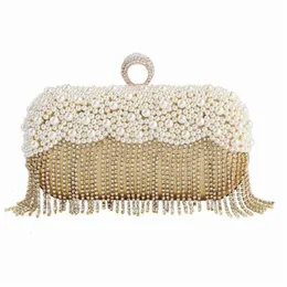 Evening Bags XZAN Diamond Ring Clutch Bags Beads Wedding Dinner Purse Diamond Tassel Evening Bags With Chain 5 Colors Drop 230712