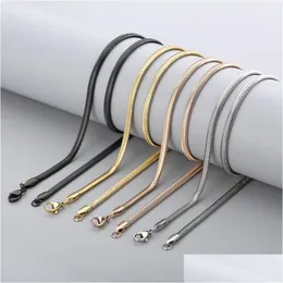 Chains Flat Snake Chain Necklace - Stainless Steel Uni Wholesale Jewelry Accessories Drop Delivery Necklaces Pendants Dhcwx