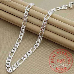 925 Sterling Silver 6mm8mm Chain Sideways Necklace Man Woman Senior Luxury Jewelry Statement Halsband L230704