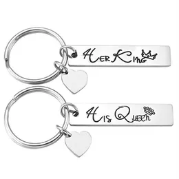 Personalized Custom Her King His Queen His & Her Couples Keychains Set for Lovers Valentine's Day Gifts156A