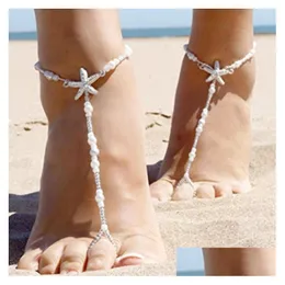 Cavigliere Moda Perla Cavigliera Donne Braccialetto Alla Caviglia Spiaggia Imitazione Sandalo Catena Piede Gioielli Regalo Goccia Consegna Dh68S