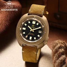 Zegarki na rękę Addies Dive 2104 Męski automatyczny zegarek NH35 Wyświetlacz kalendarza C3 Super świecący zegarek CUSN8 Brązowa obudowa 200 m Zegarki nurkowe 230712