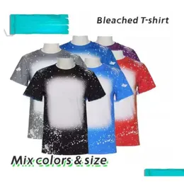 Julleksakstillbehör Partihandel S M L Xl 4Xl Sublimation Bleached Shirts Heat Transfer Blank Bleach Shirt Polyester T-Shirts Us M Dhobf