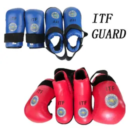 Elbow Knee Pads Taekwondo ITF Gloves Foot Guard Set Protector Ankle High Quality PU Leather Footwear Boot Boxing For Adult Child 230713