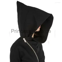 Herrtröjor tröjor trollkarl hatt sned blixtlås punk rock hoodies hiphop streetwear gothic stil diagonal zip up svart kappa hoodie jacka för män kvinnor x0713