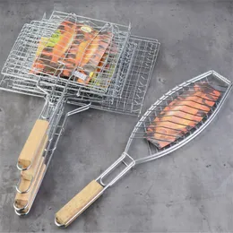 BBQ Tools Accessories bbq Barbecue net roast fish Duck meat clip Grilled fish net Grilled hamburger net tool stainless steel grilling Iron basket 230712