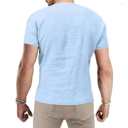 Camicie casual da uomo Camicia a maniche corte con scollo a V Elegante abbigliamento da spiaggia T-shirt slim fit per pullover estivo Top tinta unita