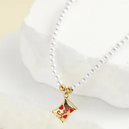 Pendant Necklaces Sweet Candy Gold Color Imitation Pearl Necklace For Women Stainless Steel Clasp Collars