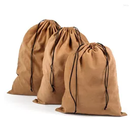 Sacos de armazenamento 3 pçs/conjunto saco de cordão de algodão grande capacidade reutilizável bolsa simples à prova de poeira bolsa organizador para casa diversos bolso