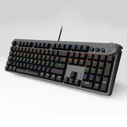 Teclados Teclado mecânico para jogos com fio com 104 teclas retroiluminação mista preto e cinza com botões multifuncionais Layout francês dos EUA ES RS 230712