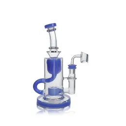 Cadeira 7,48 polegadas Klein Recycler Transparente Purple Water Pipe Rig Lokah Glass Dab Rig Bong Use Warehouse Ordem de varejo Frete grátis