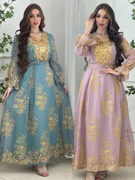 Ubranie etniczne Eid Kobiety luźne sukienki Abaya Muzułmańskie sukienki imprezowe Ramadan haft haftowa abayas caftan kaftan siatka vestidos szatę Dubai Arab