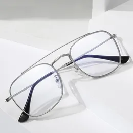 النظارات الشمسية الموضة 2023 الرجعية الأزرق الضوء كؤوس الكمبيوتر الرجال مربع خمر واضحة إطار وهمية المعادن النساء
