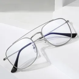 Солнцезащитные очки Fashion 2023 Retro Blue Light Computer Ocless Men Square Vintage Clear Fake Frame Metal Women