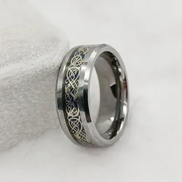 Anéis de casamento casais joias finas anel de carboneto de tungstênio real masculino de alta qualidade cor dragão azul para homens e mulheres