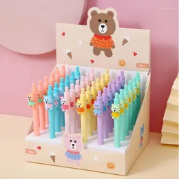 PCS/LOT KAWAII BEAR PRESS GEL PEN CUTE 0.5mm 블랙 잉크 펜트리 펜트 문구 사무실 학교 작문 용품 도매