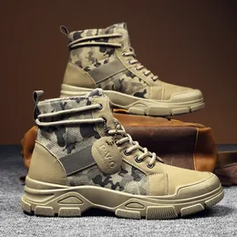 Botas Outono Botas Militares Masculinas Camuflagem Desert Boots Tênis de Cano Alto Antiderrapante Sapatos de Trabalho Masculino Buty Robocze Meskie 230712