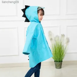 Söt dinosauriebarn Raincoat Kids Cartoon Rain Coat Waterproof Hooded Boys Girls Rain Rays Outdoor Hushåll Färg L230620