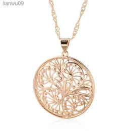 Kinel Hot Fashion Glossy Ciondola la collana 585 Rose Gold Color Collana di fiori in metallo insolito per le donne Fine Daily Jewelry 2022 New L230704