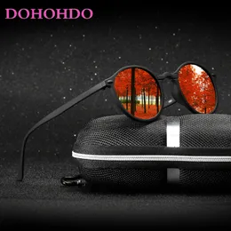 dohohdo 새로운 여성 라운드 편광 선글라스 레트로 빈티지 드라이브 스팀 펑크 안경 안경 남성 작은 태양 안경 가파스 Ciclismo UV400