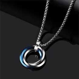 Pendant Necklaces Three Circle Ring Mens Inlaid Crystal Buckle Trend Personality Necklace Featured Daily Accessories Gift