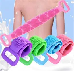 10 Pcs Bathroom Towel Utensils Toilet Supplies Wholesale 60 cm Household Silicone Double-Sided Long-Handled Bath Brushes Exfoliating Massage Bathing Belts JL1542