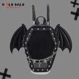 Abendbeutel Fledermausflügel Ita Rucksack Emaille Pin Display Umhängetasche Goth Pin Collector Frauen kleine klare School -Tasche Punk Ita Geldbeutel 230712